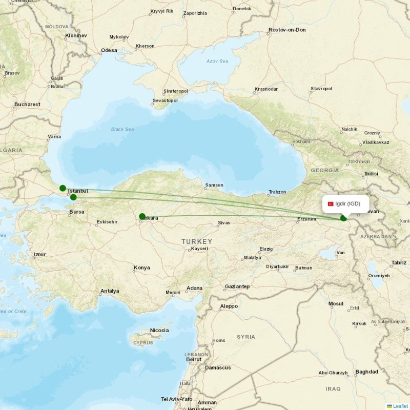 Route map over IGD airport