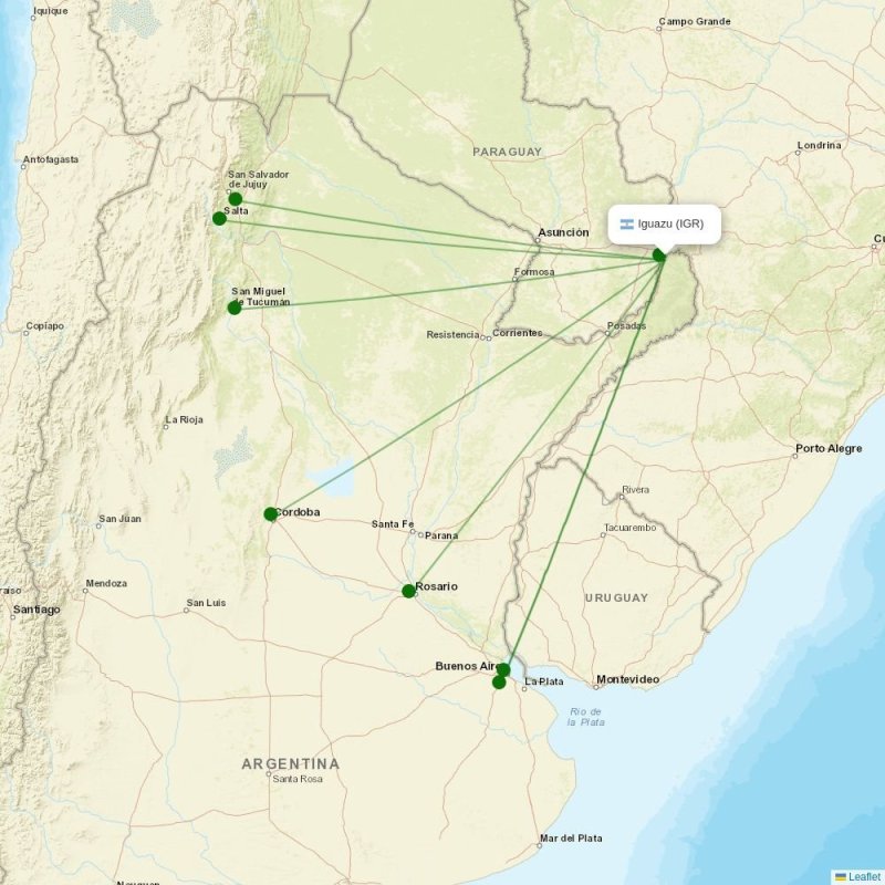 Route map over IGR airport