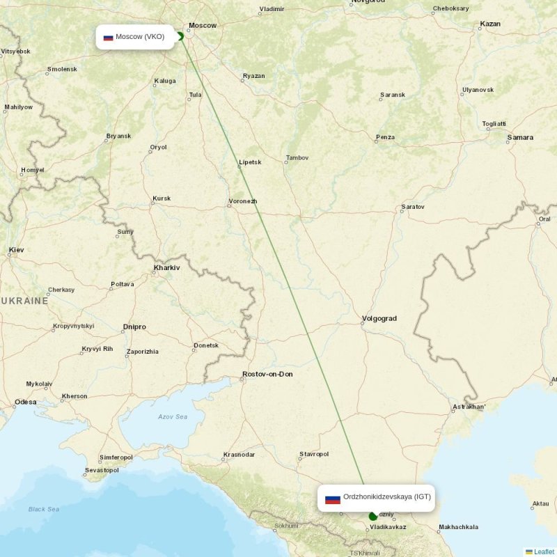 Route map over IGT airport