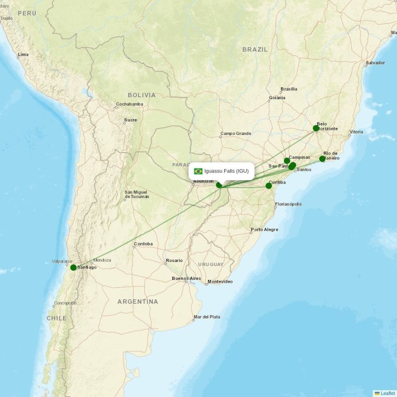 Route map over IGU airport