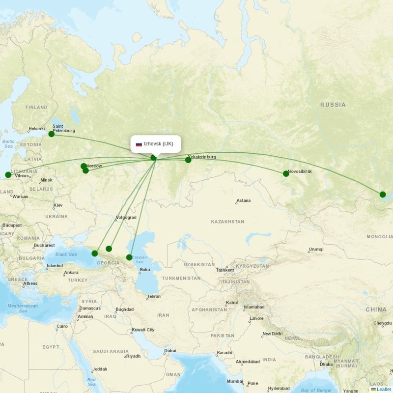 Route map over IJK airport