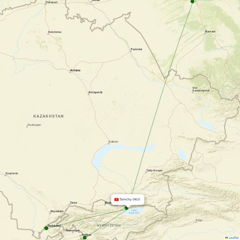 Route map over IKU airport