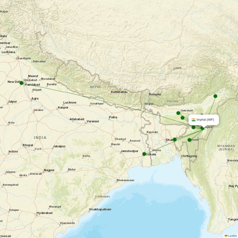 Route map over IMF airport