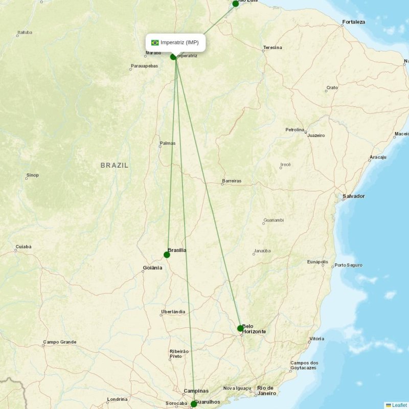 Route map over IMP airport