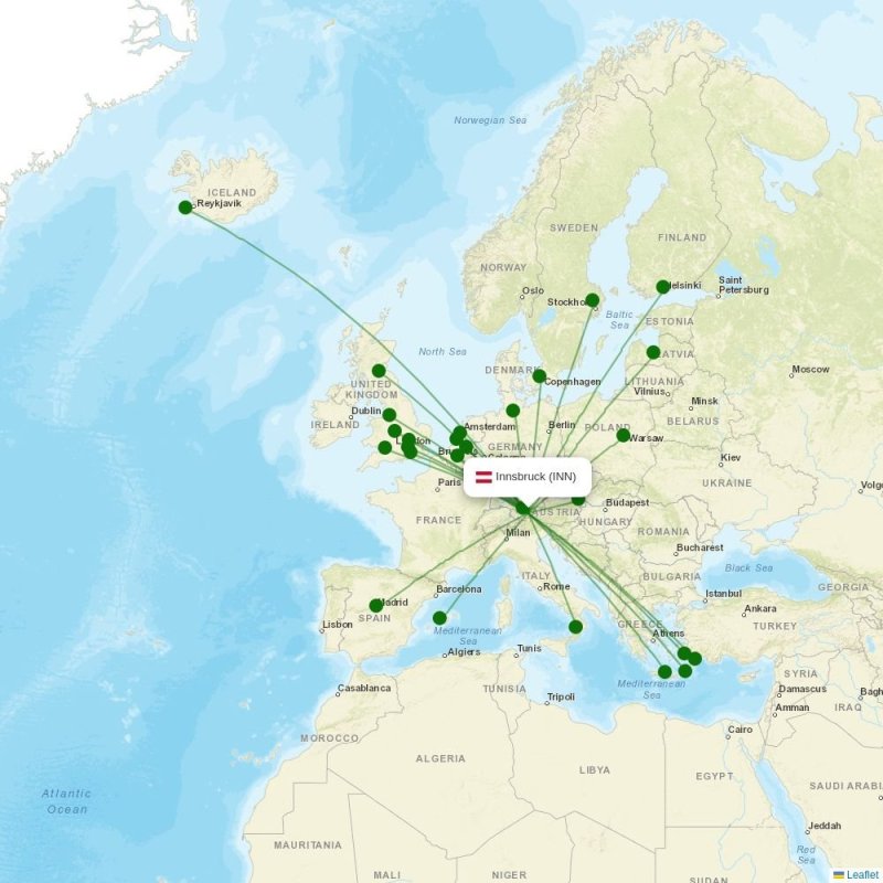 Route map over INN airport