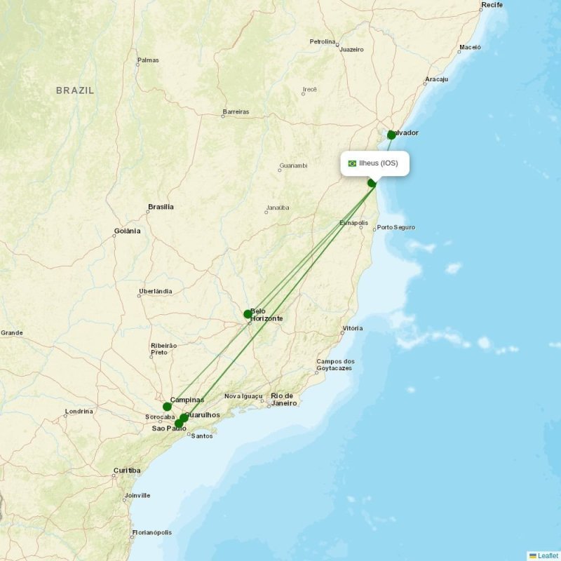 Route map over IOS airport