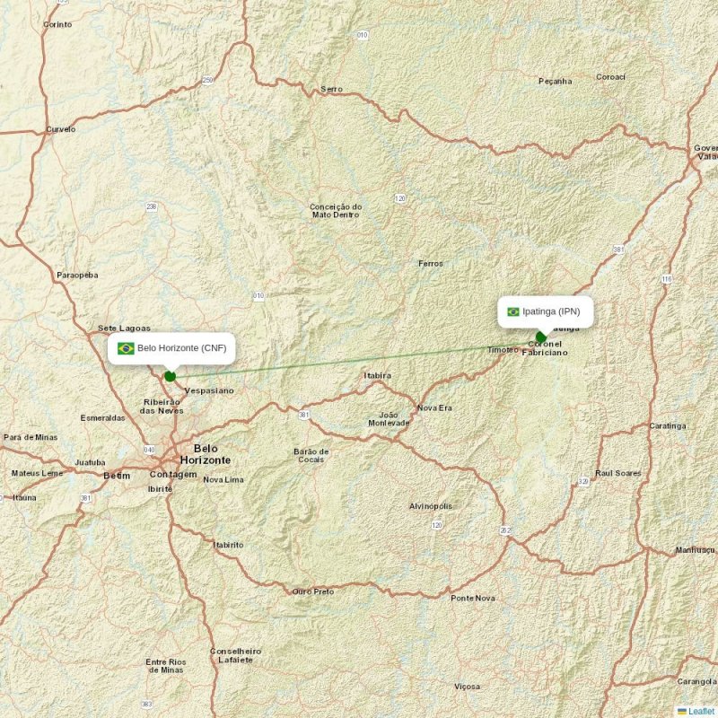 Route map over IPN airport