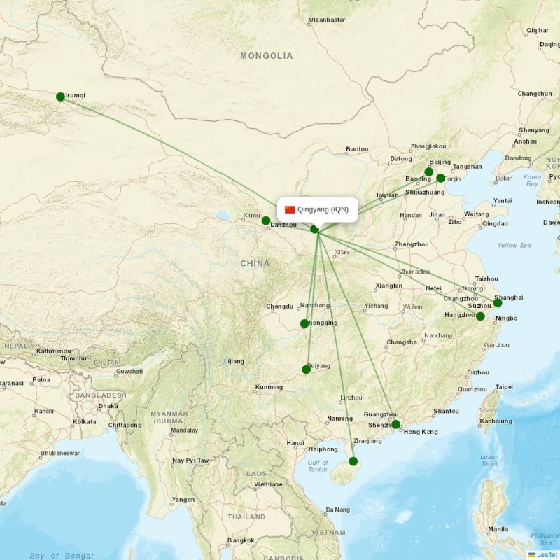 Route map over IQN airport