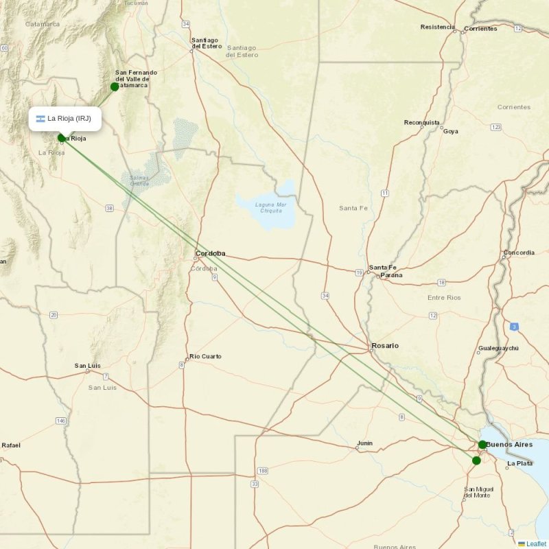 Route map over IRJ airport