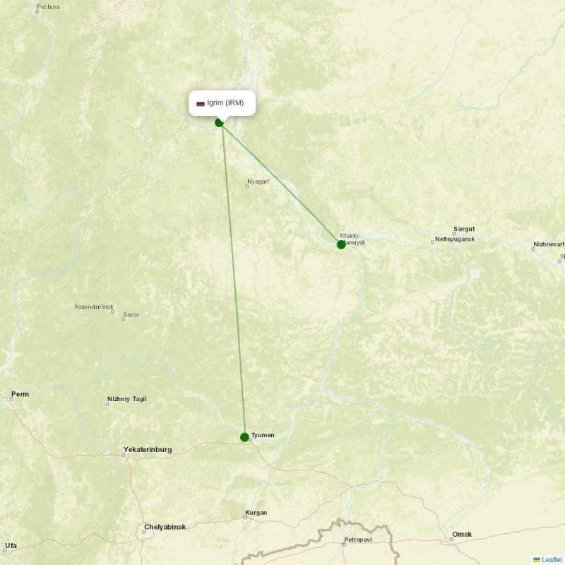 Route map over IRM airport