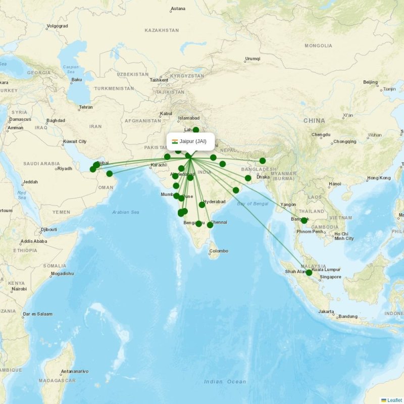 Route map over JAI airport