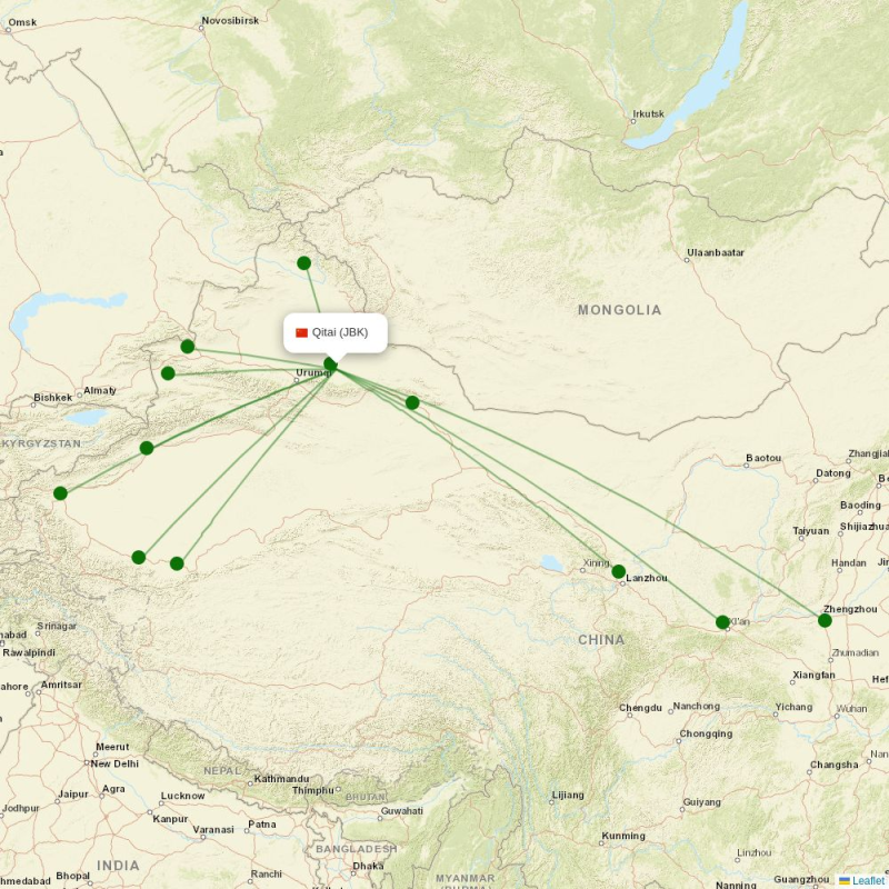 Route map over JBK airport