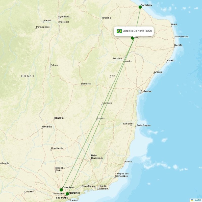 Route map over JDO airport