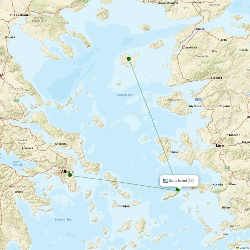 Route map over JIK airport