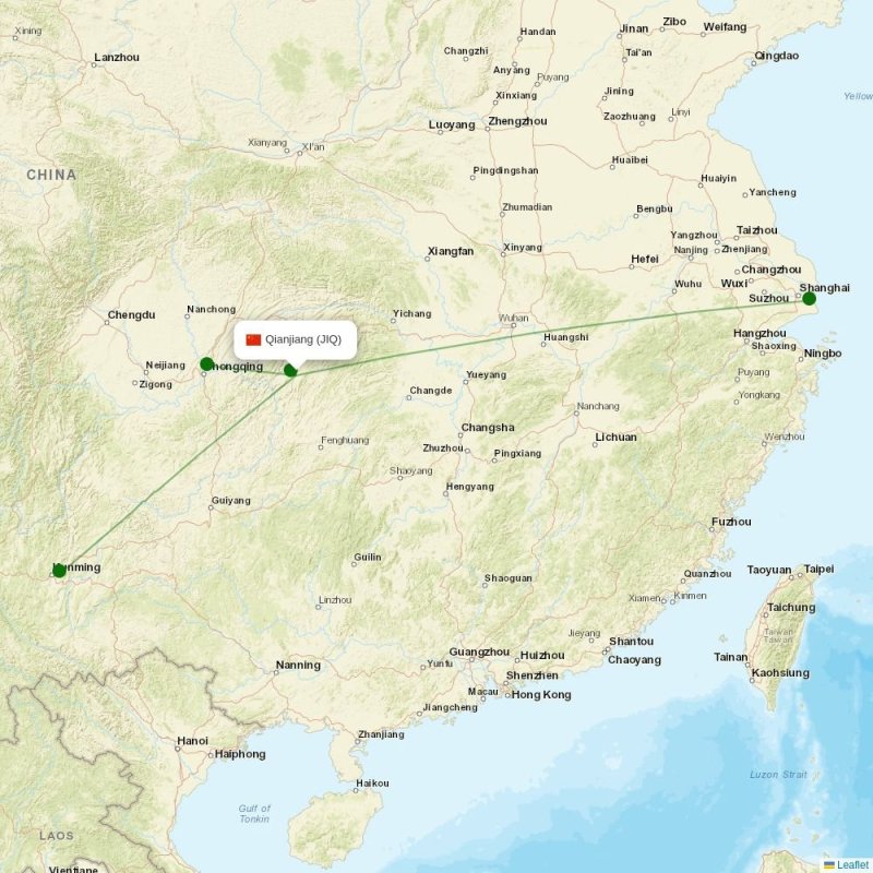 Route map over JIQ airport