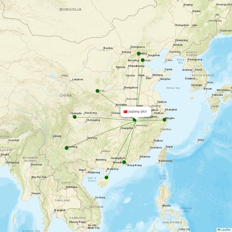 Route map over JIU airport