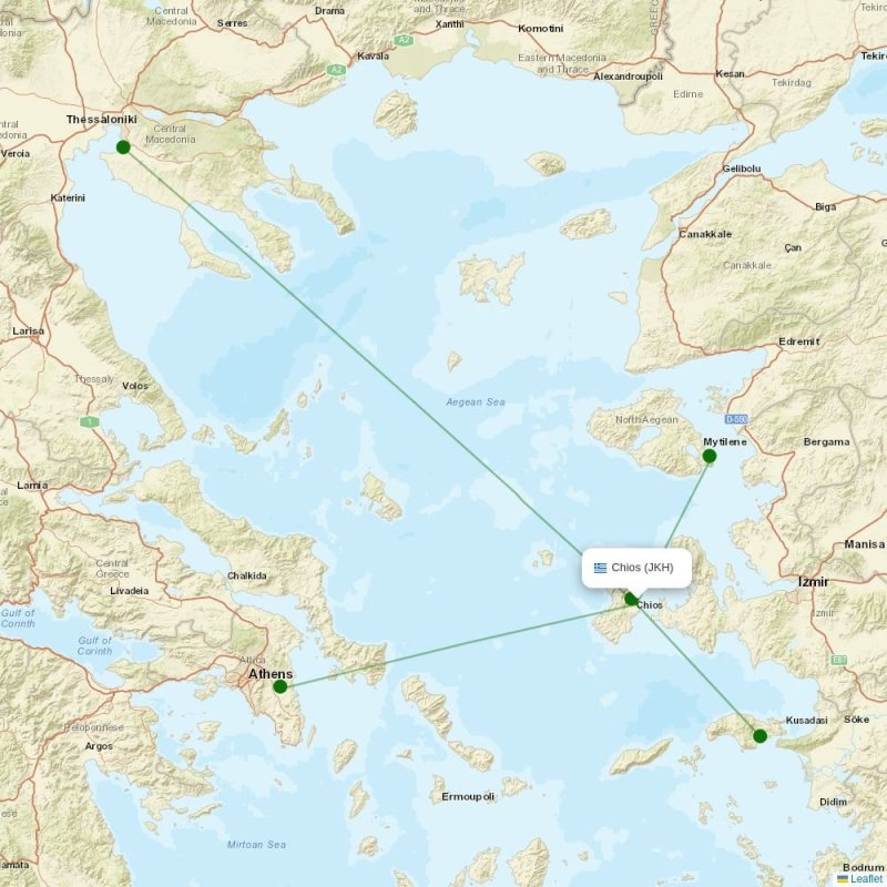 Route map over JKH airport