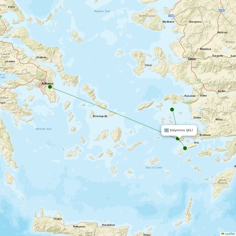 Route map over JKL airport