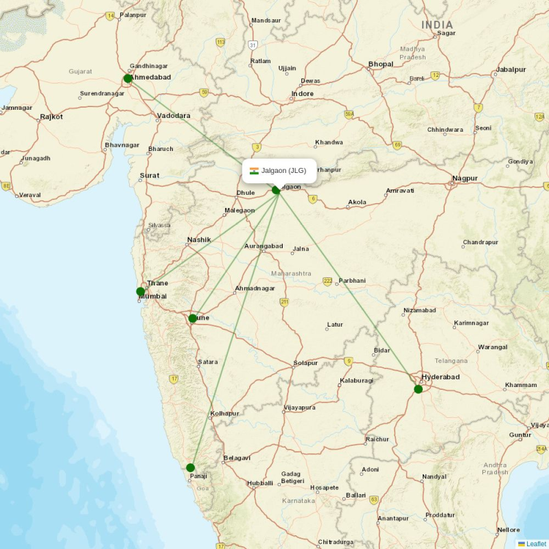 Route map over JLG airport