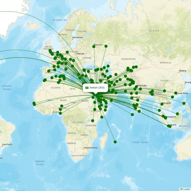 Route map over JLR airport