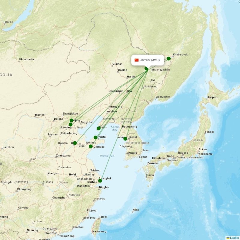 Route map over JMU airport
