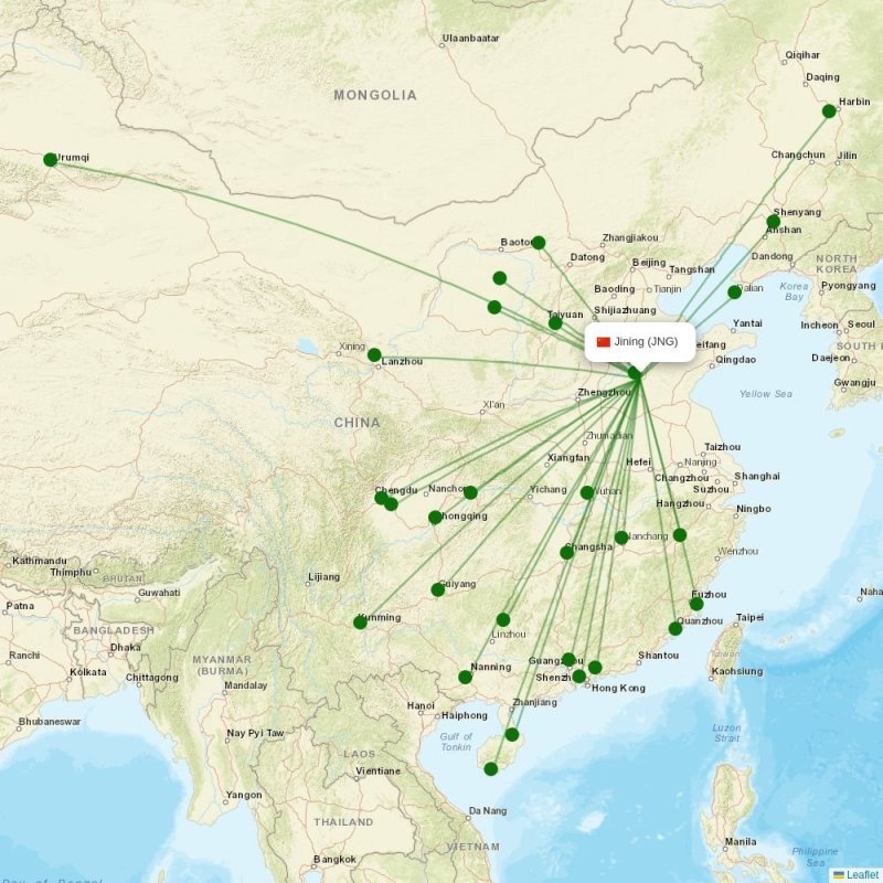 Route map over JNG airport