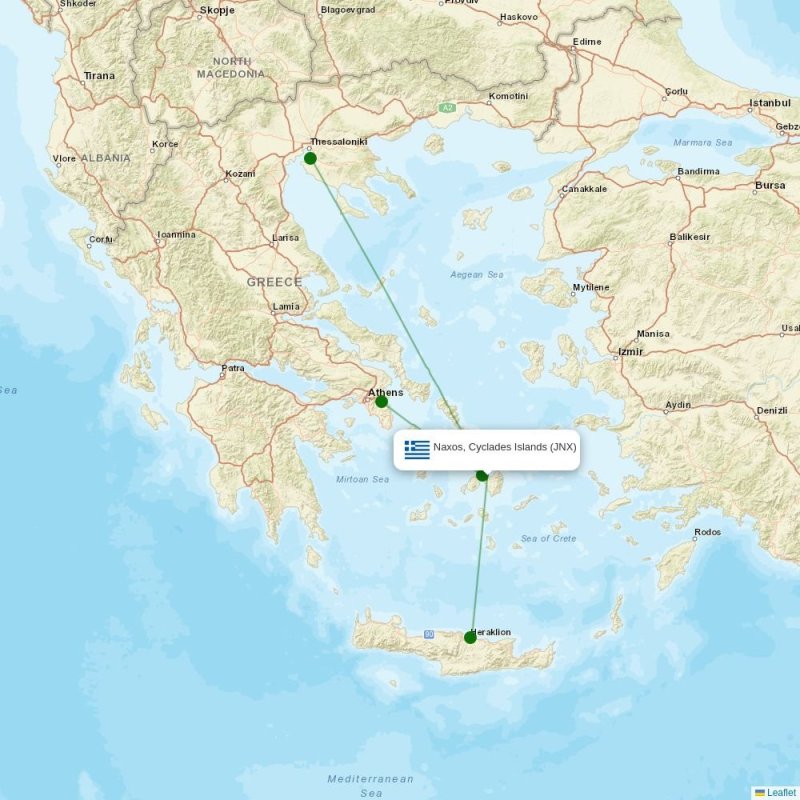 Route map over JNX airport