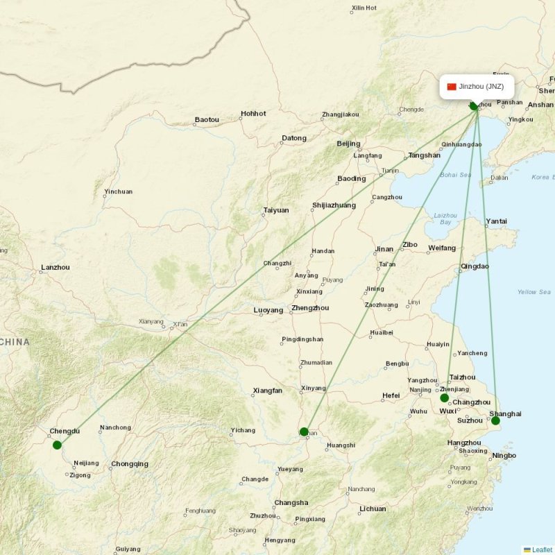 Route map over JNZ airport
