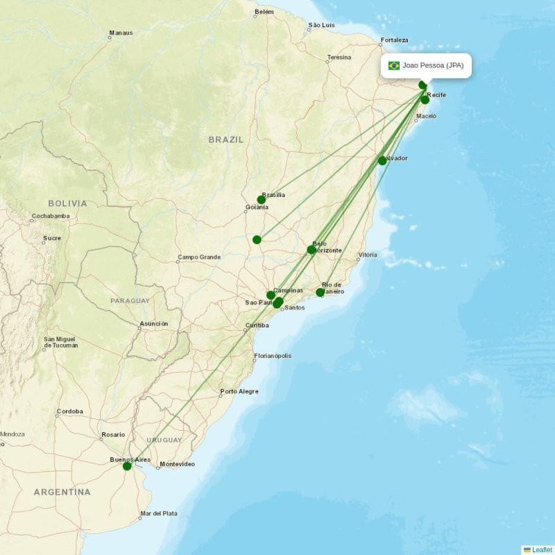 Route map over JPA airport