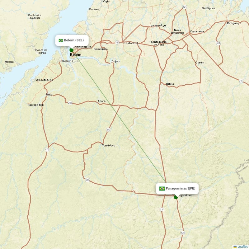 Route map over JPE airport