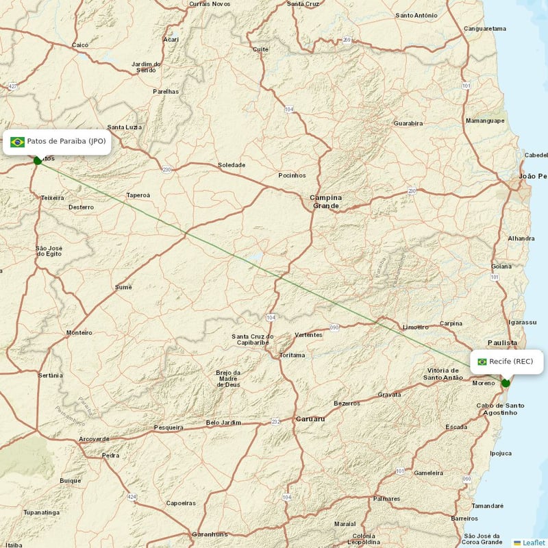 Route map over JPO airport