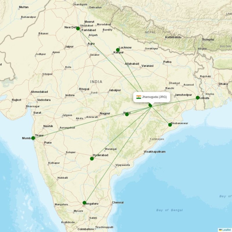 Route map over JRG airport