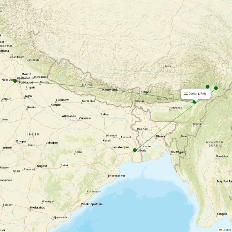 Route map over JRH airport