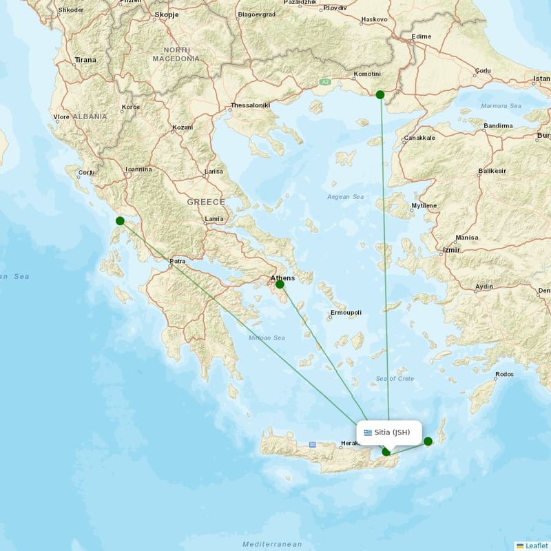 Route map over JSH airport