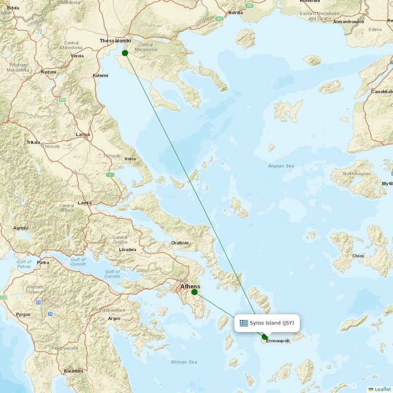 Route map over JSY airport