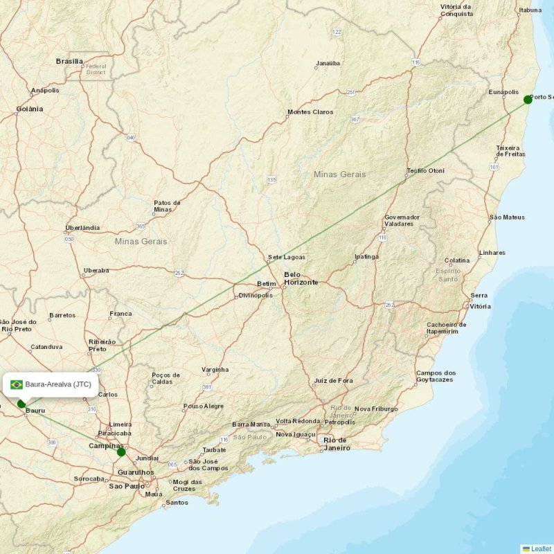 Route map over JTC airport