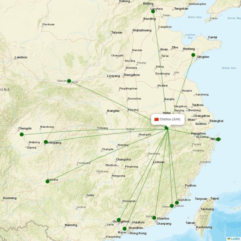 Route map over JUH airport
