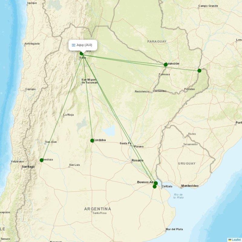 Route map over JUJ airport