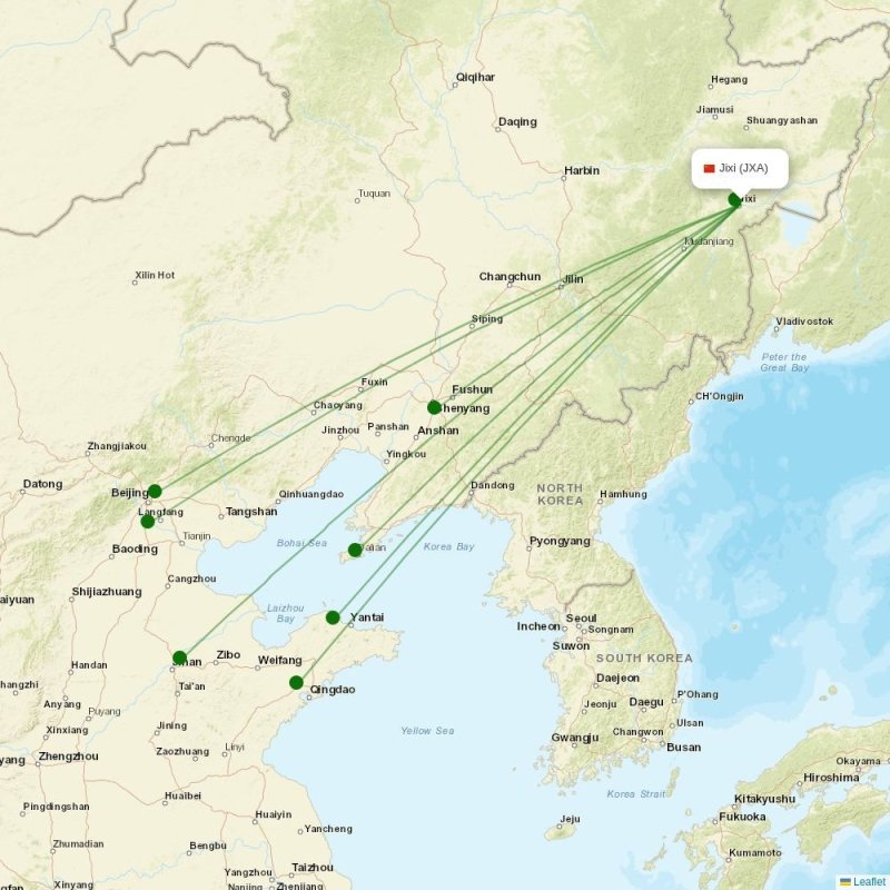 Route map over JXA airport