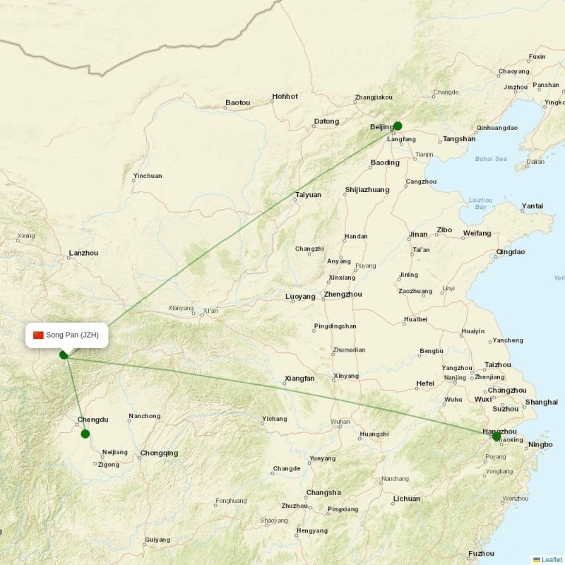 Route map over JZH airport