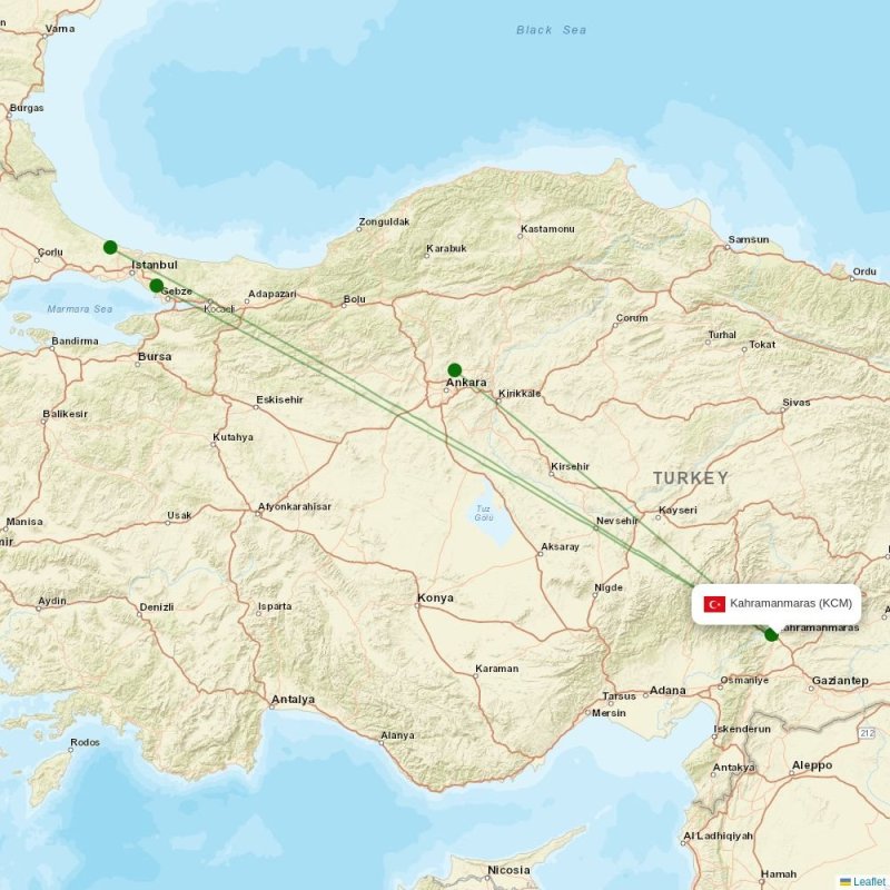 Route map over KCM airport