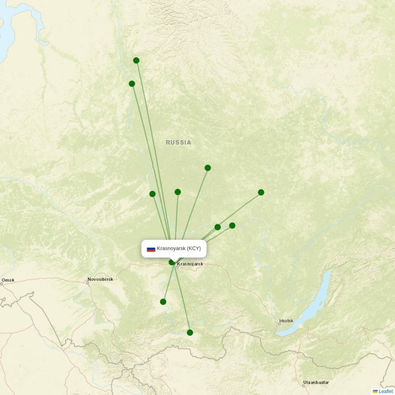 Route map over KCY airport
