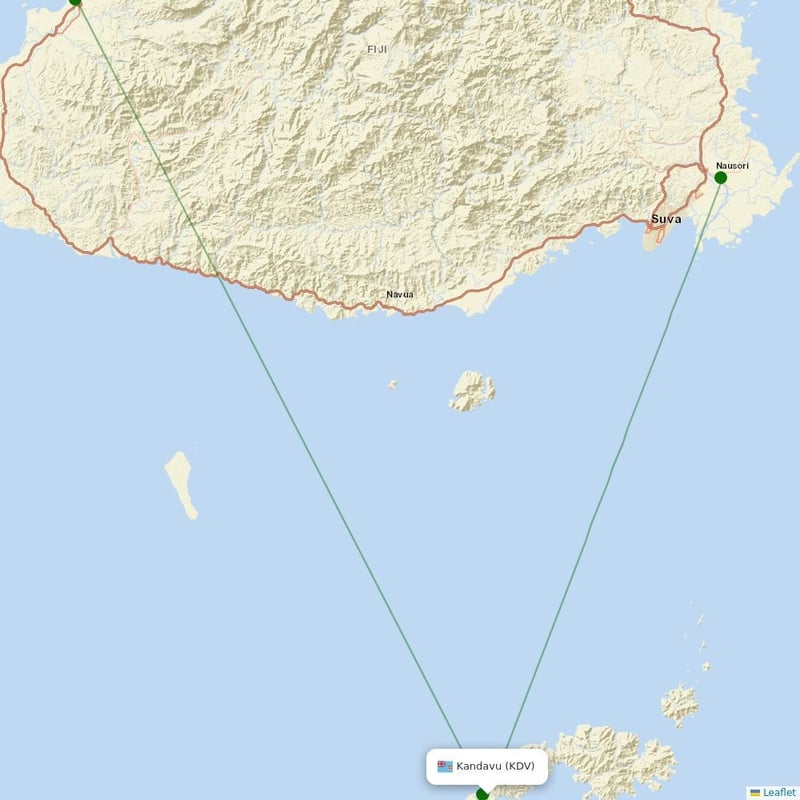 Route map over KDV airport