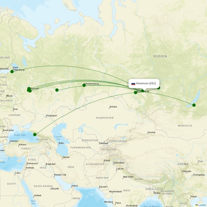 Route map over KEJ airport