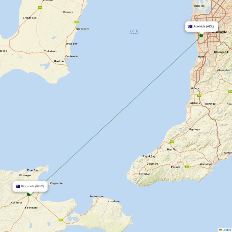 Route map over KGC airport