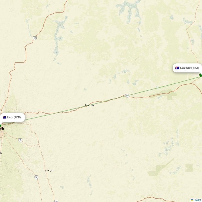 Route map over KGI airport
