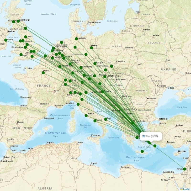 Route map over KGS airport