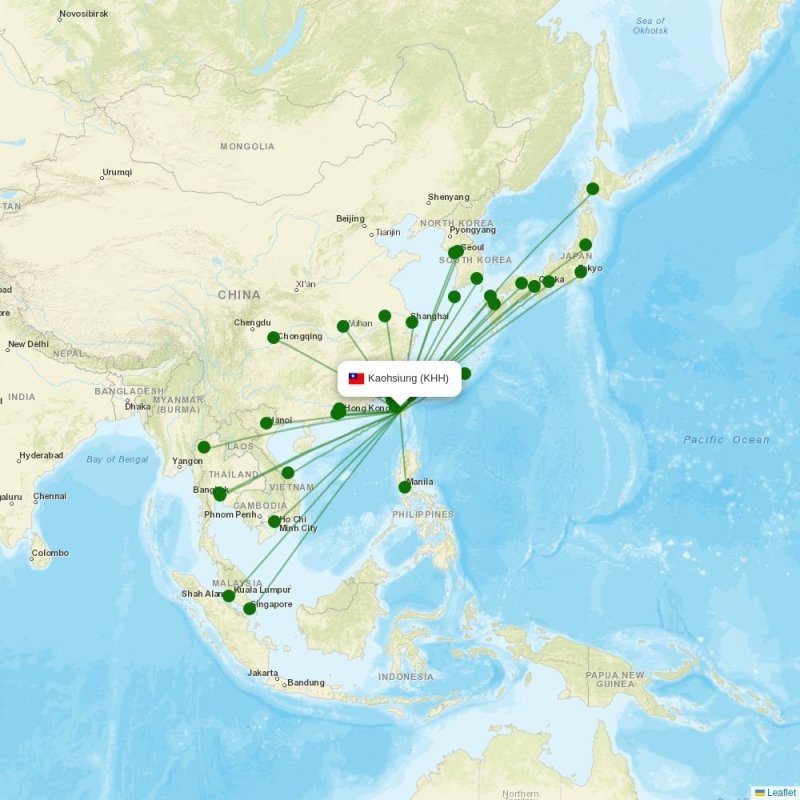 Route map over KHH airport