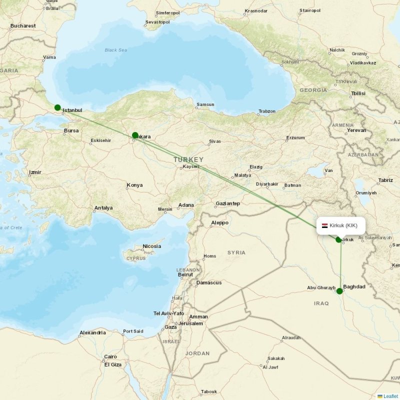 Route map over KIK airport