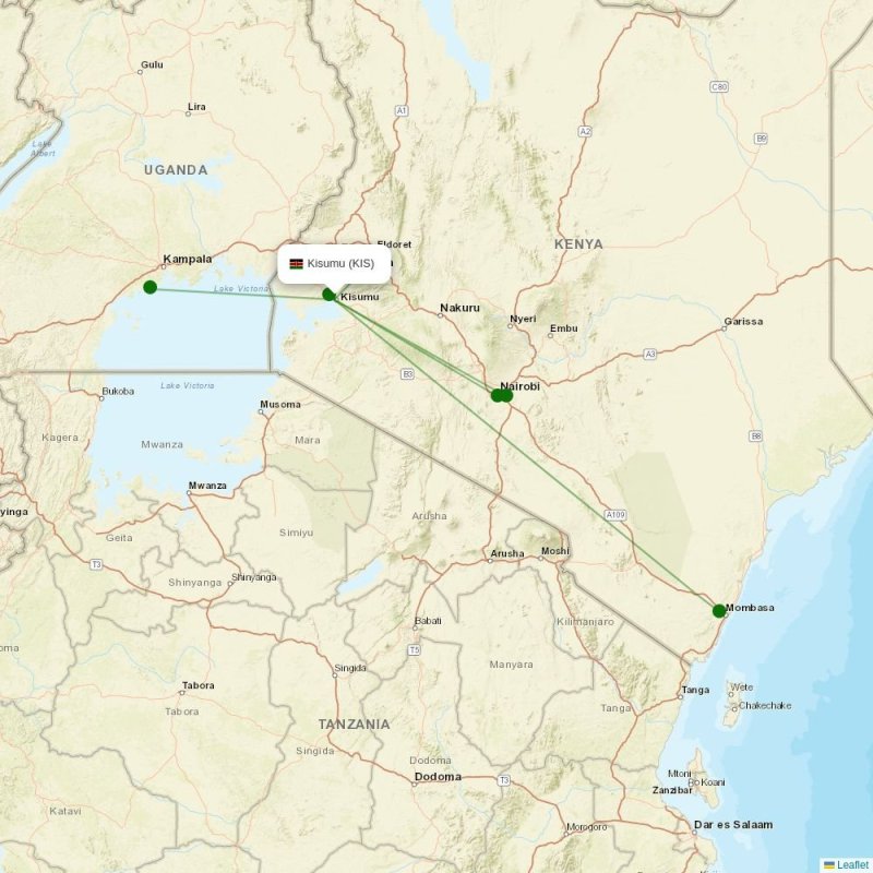Route map over KIS airport